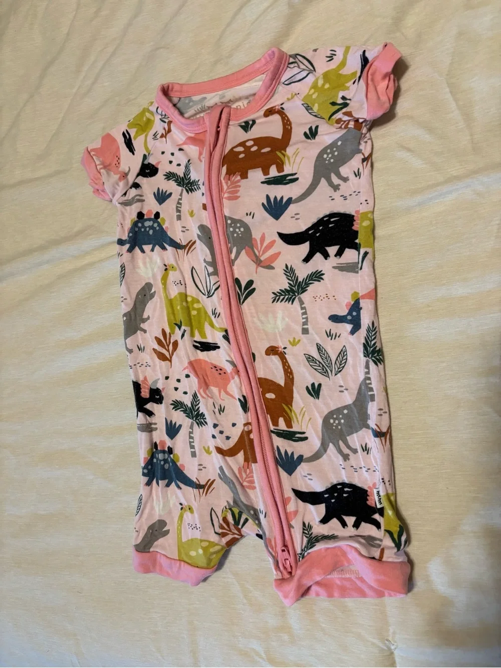 Little Sleepies Pink Dinosaur Short-Sleeve One-Piece